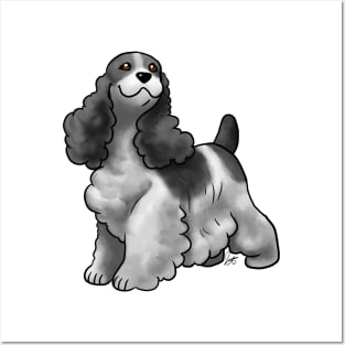 Dog - Cocker Spaniel - Black and White Posters and Art